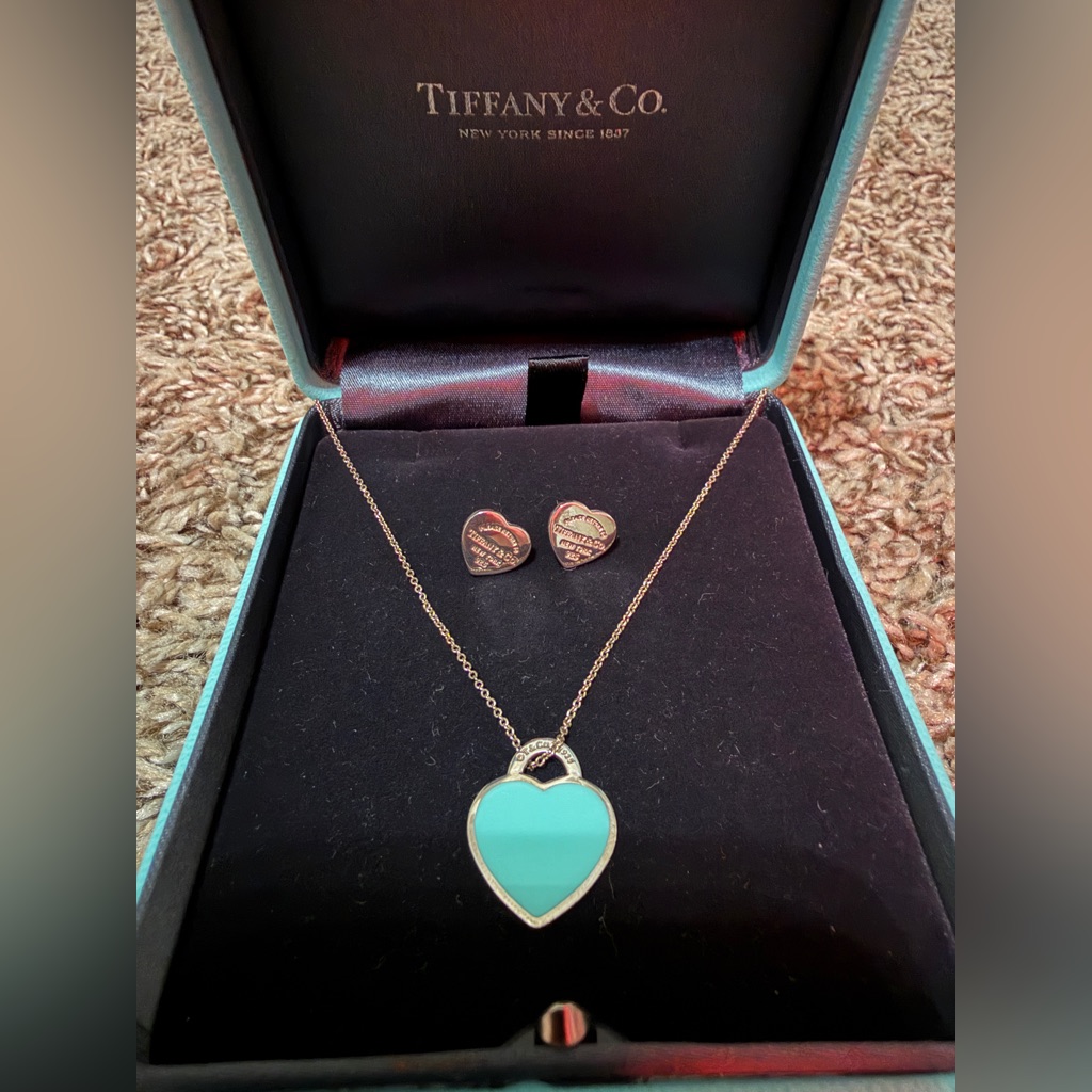 Tiffany & Co. Silver Necklace With Turquoise Heart Pendant